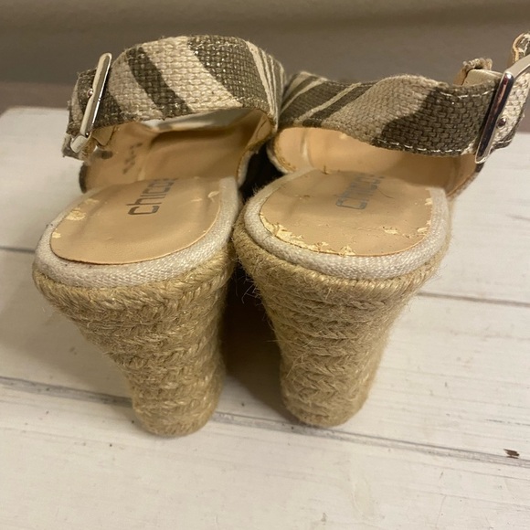 Chico's Cream and Brown Wedge Sandals with Suede Finish - Picture 4 of 7